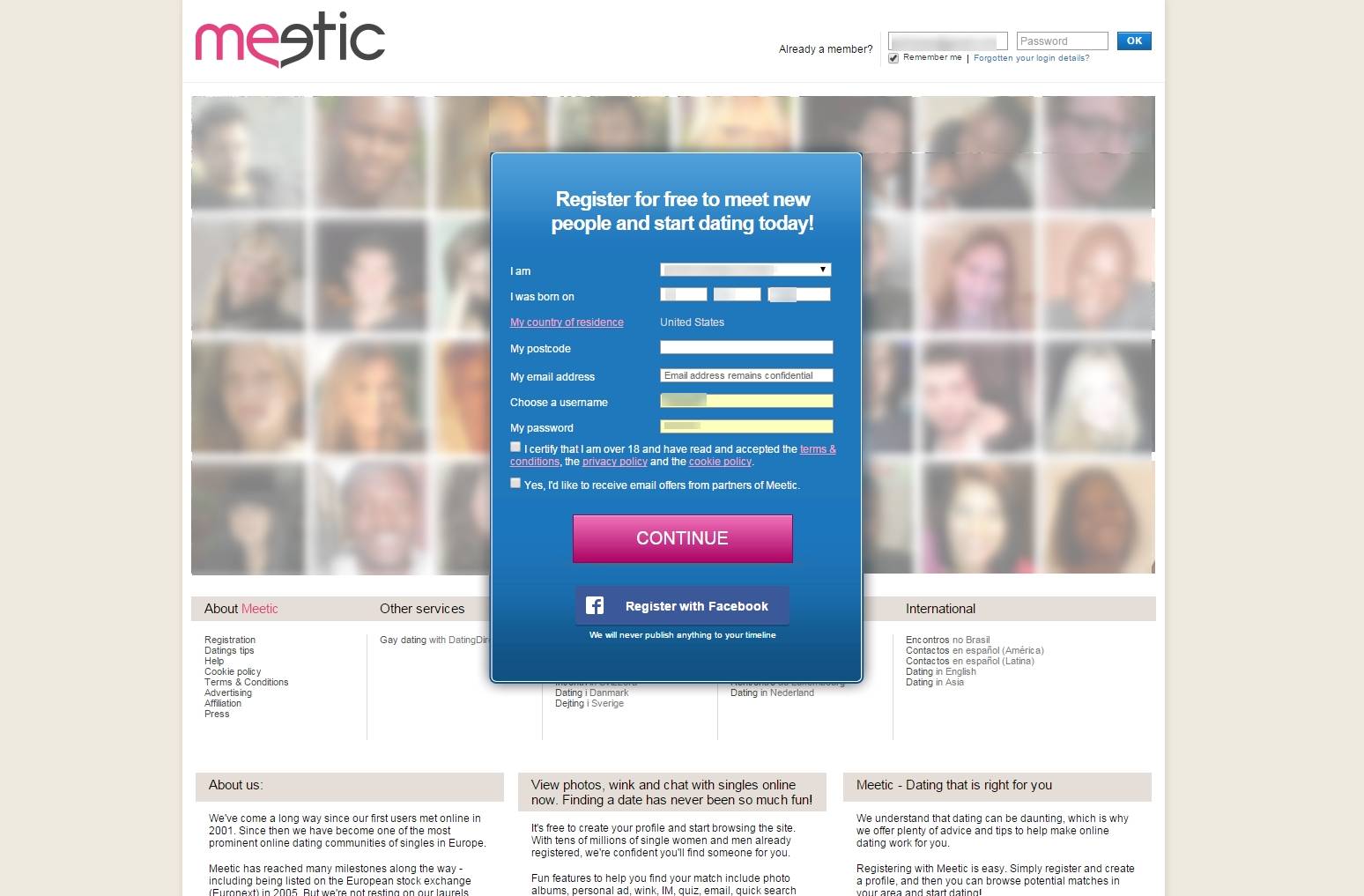 Registro meetic